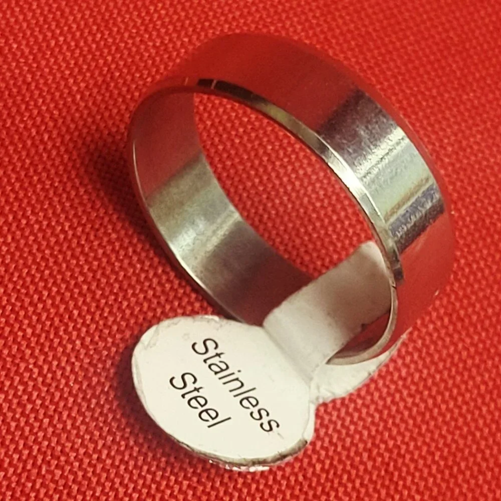 Stainless Steel Wide Band Ring Size 22 Silver Tone Unisex